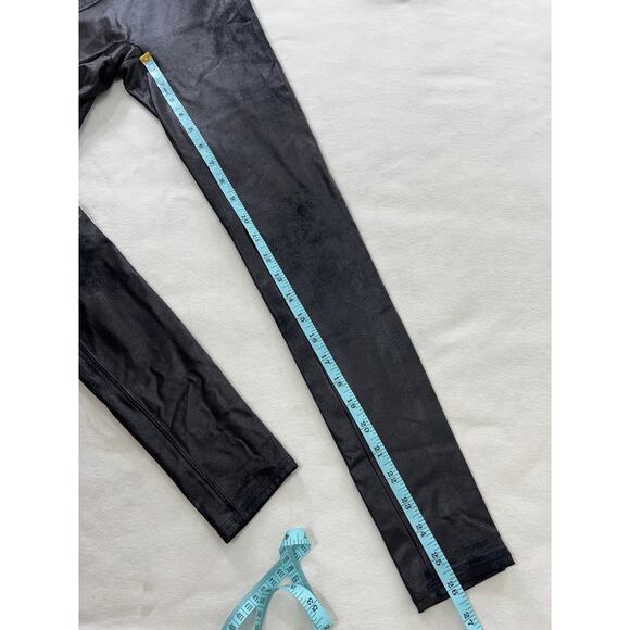 Spanx High Waist Black Leggings Metallic Women's Small Faux Vegan Leather - Picture 10 of 10